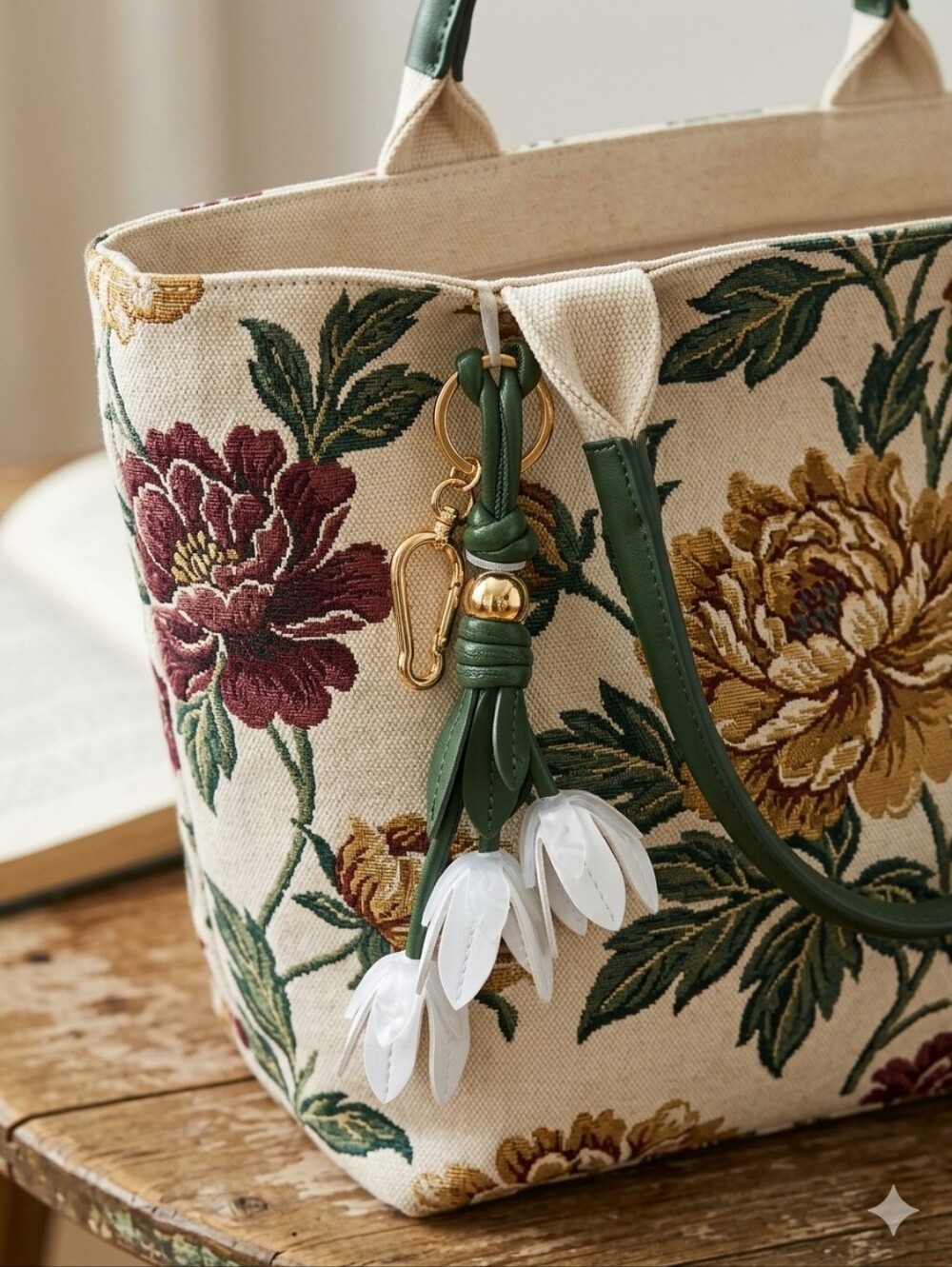Piper K White Floral Bag Charm - Picture 7 of 7
